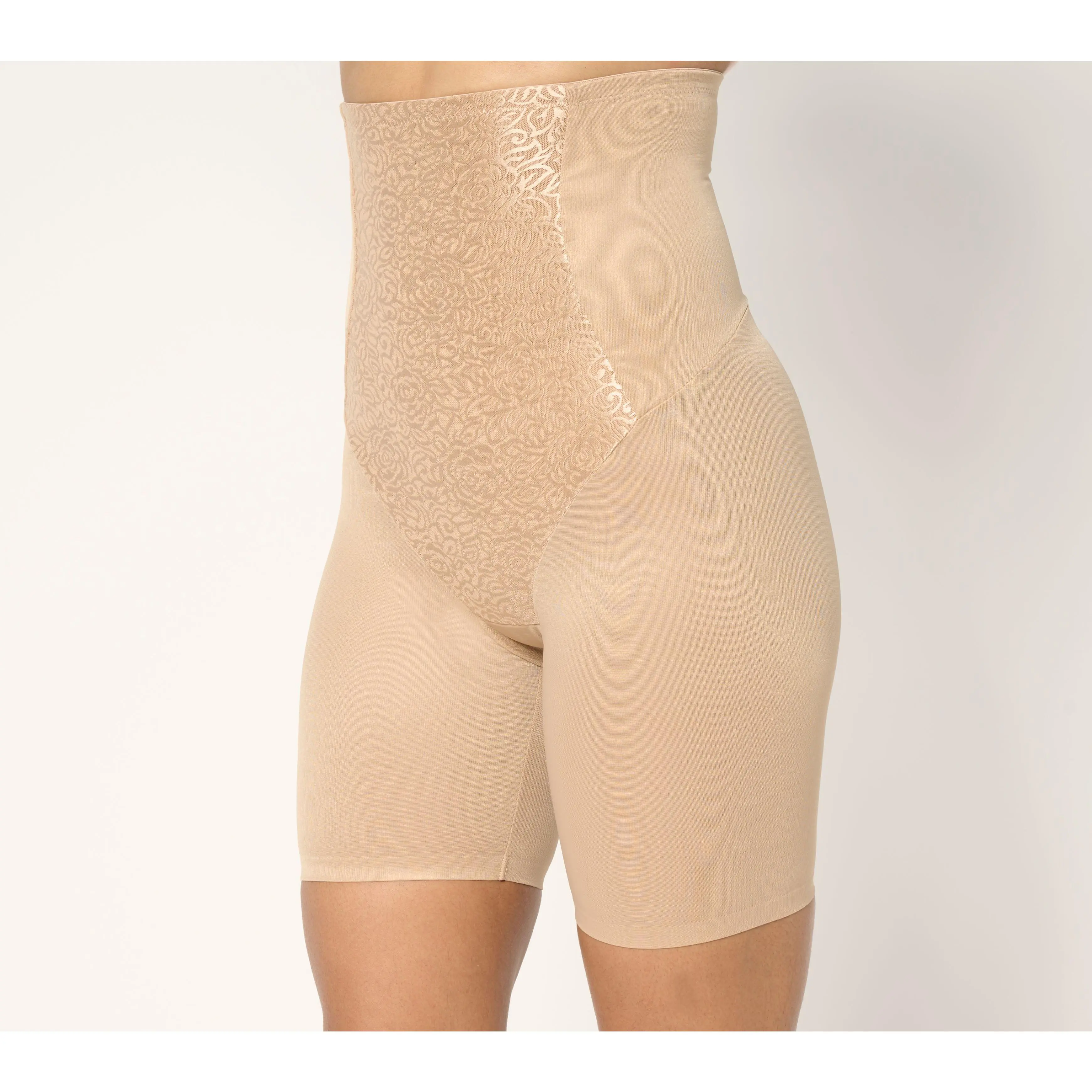 Breezies Wild Rose High Waisted Tummy Shaper Long Line Short