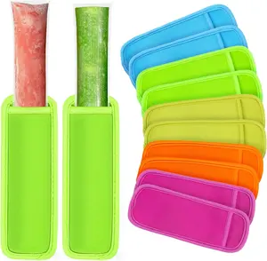 Reusable Ice Popsicle Holders - 10 PCS Ice Pop Sleeves for Frozen Treats Yogurt Tubes Ice Cream Men Women Party Durable Neoprene Anti-freezing No Drip in 5 Assorted Colors