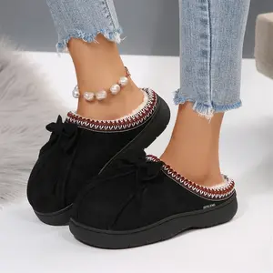 Women's Mini Boot Soft Fleece Plush Lined Slippers Slip Resistant Platform Home Indoor Outdoor Winter Warm Shoes