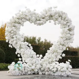 8x8ft White 5D Luxury Heart Floral Arch,Romantic Wedding Flower Wall Backdrop,Bridal Shower&Ceremony Decoration