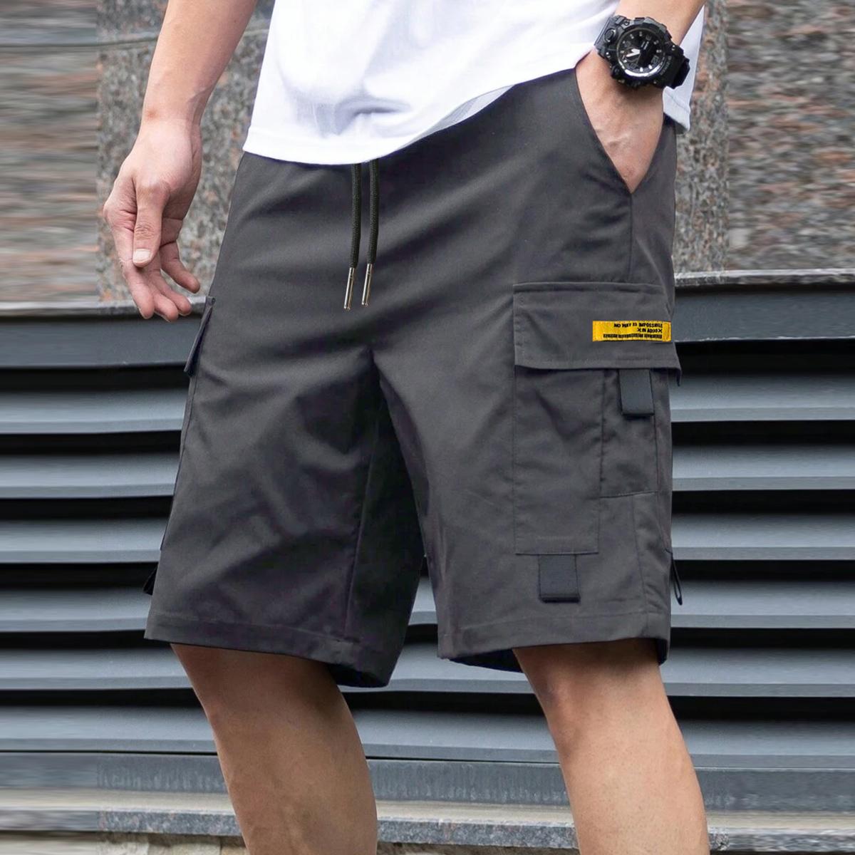 Spring/Summer men’s casual cargo shorts, 1-pack; stylish multi-pocket design with drawstring; suitable for casual sports, outdoor activities, camping, travel, and vacations; men’s athletic shorts.