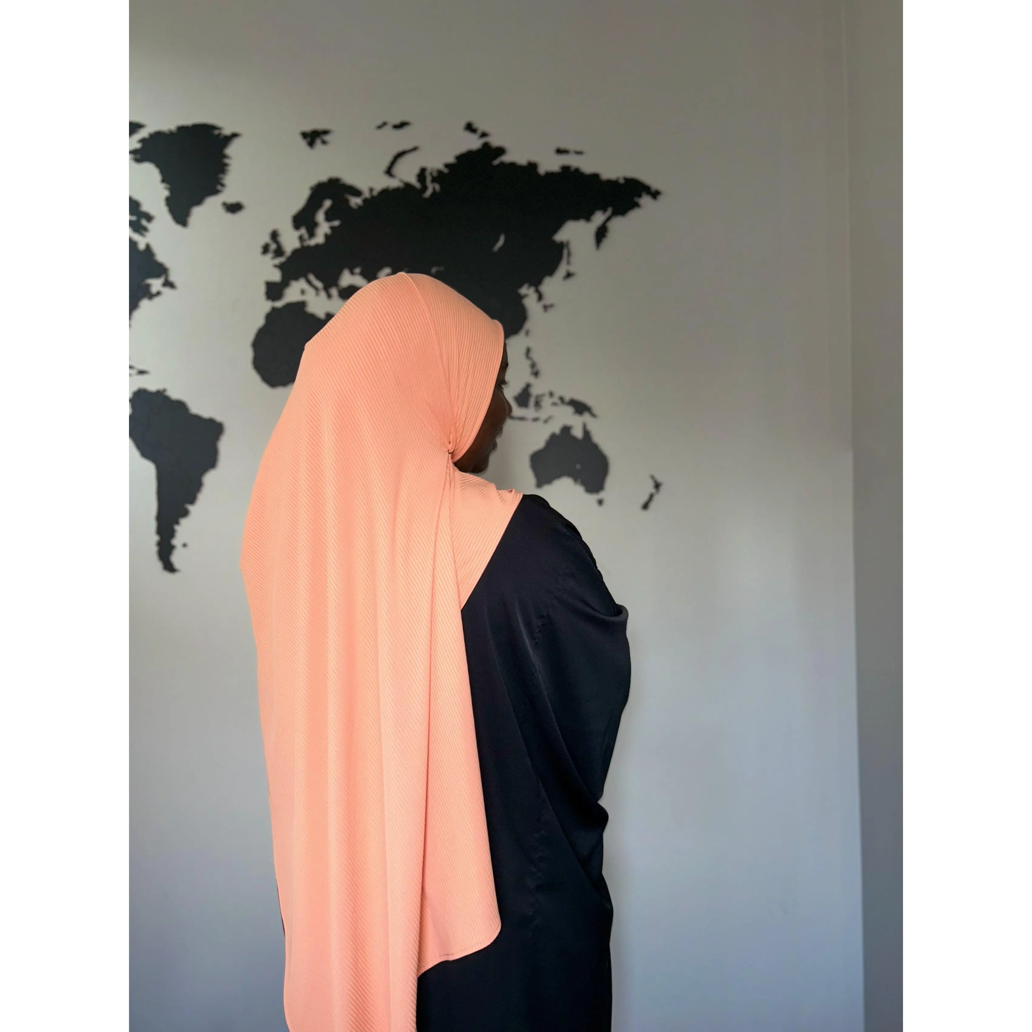 Ribbed Jersey Hijab - Peachy
