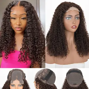 Brazilian Glueless Hair Wigs 100% Virgin Remy Human Hair for Women 4X4 Lace Front Wig 150 Density Jerry Curly Wig Human Hair Pre-Cut and Pre-Plucked Fast Wear Everyday Wig Baby Hair 10in-22in Perfect Halloween Christmas Valentine's Day Gift