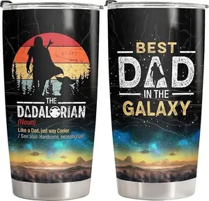 Dadalorian 20 oz Insulated Stainless Steel Water Bottle with Lid - Star Dad Tumbler Set, Father's Day Gifts for Dads from Kids, Kitchenware Drinkware Merch, Insulation
