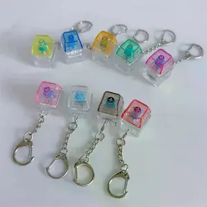 1 Key LED Mechanical Keyboard Keychain Fidget Toy Stress Relief Switch Tester Key Cap Pendant for Gamers Adults