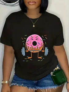 100% Cotton Unisex Unisex Weightlifing - Funny Fitness Workout Gym Donut Lover T-Shirt Graphic Casual Men's Women's Tee
