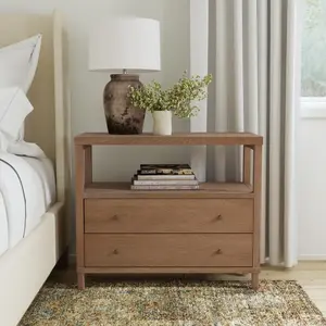 Gemma Solid Wood 2-Drawer Nightstand