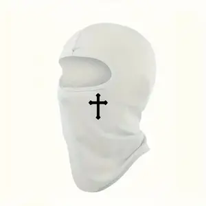 1Pc Cross Pattern Balaclava, Unisex Breathable Christian Ski Mask, Loose Fit Face Cover for Sports & Daily Use