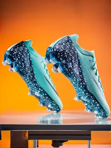 Parent-Child Orange-White Leopard Print Firm Ground Football Boots, Sport Cool Competitive Style, Breathable Knit Material + Professional Firm Ground Studs, Parent-Child Compatible, Leopard Print Eye-Catching , Ideal for Natural Grass Football Matches