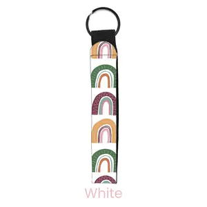 abbyrose Boho Rainbows Wristlet Key Chain White