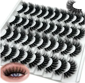 IFSOWDRA Mink Lashes Wispy Cat Eye Fake Lashes Pack Volume 18mm D Curl Eyelash Strips Bulk Faux Mink 3D Cateye False Eyelashes Natural Look (20 pairs)