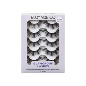 [RUBY VIBE CO] Night Out GN002 Glamorous Lashes Luxury Faux Mink Lightweight Reusable 5 Pairs Dramatic Volume for Bold Evening Looks