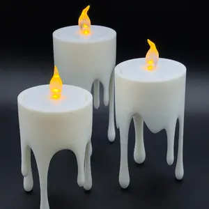 Three-Piece Desktop Console, 3D Printed Wax Teardrop Tea Candle Holder Set, Creative Dripping Design, Fits Electronic/real Candles, Decorative Piece