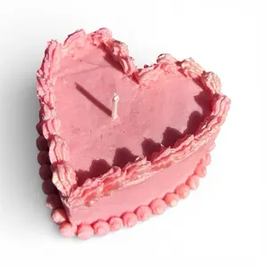 Mini Heart Cake Candle | Luxury Soy Wax Valentine’s Day Gift | Love Spell Scent | Handmade Heart Shaped Candle