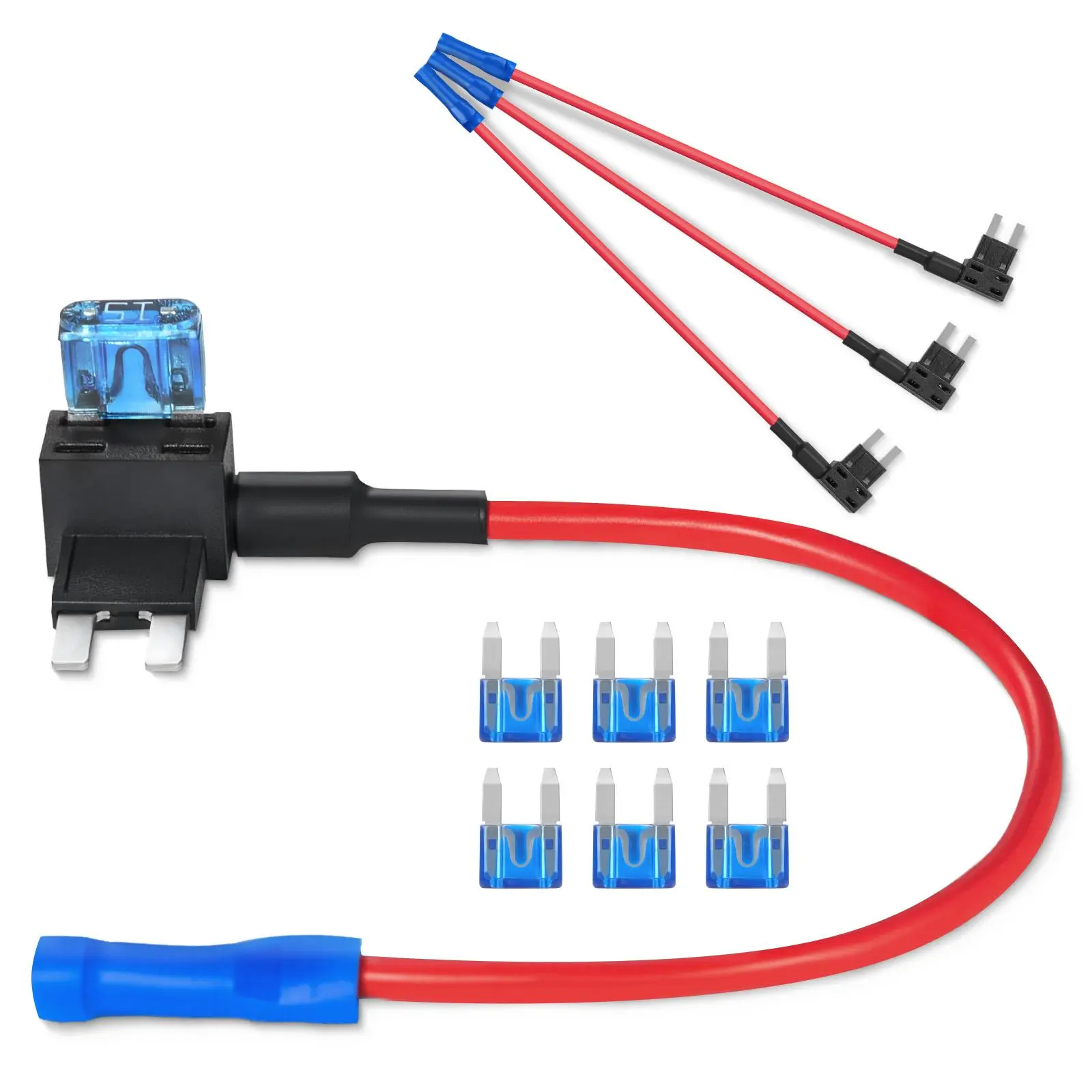 【Summerfinds】VEVOR Fuse Tap24 Packs4 Types 12V Car Add-a-Circuit Fuse Tap AdapterStandard Mini Micro2 and Low Profile Mini Blade Fuses HolderATO ATC ATM Fuses Adapter Jumper for Cars Trucks Boats
