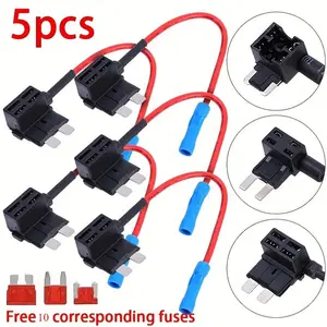 5pcs Car Fuse Box Circuit Adapter, ATM Blade Fuse for Car, Van, Motorcycle, RV, Boat, Tractor ≤36V, Plastic Material