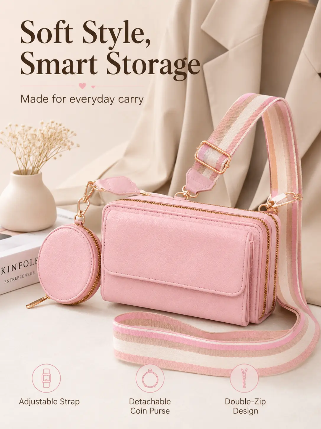 small shoulder bag adjustable wide shoulder strap trendy all-match cellphone bag woman small crossbody saddle  body