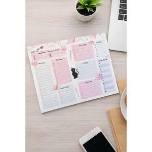 Coquette-Style Cat Weekly Planner Notepad – Cute Desk Organizer