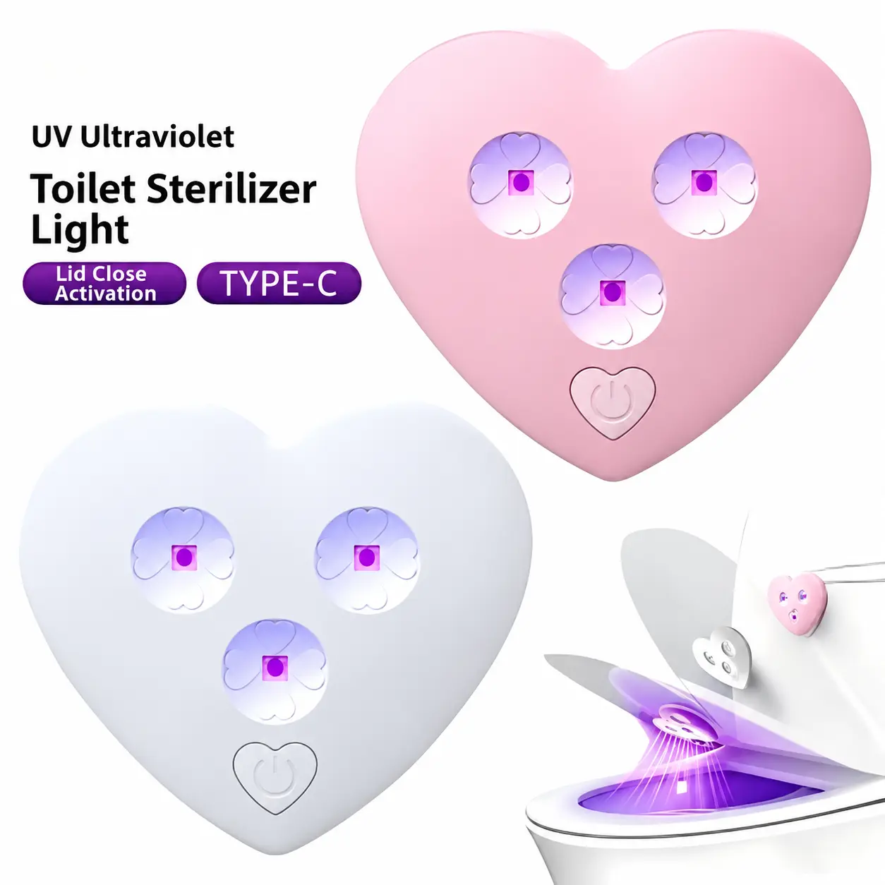 UV Toilet Sterilizer Light Self Cleaning UV Sanitizer and Nightlight Inside Motion Activated Bowl Face Dispenser Bathroom Finds Sensor Rechargeable Accessories Home UV-C Smart Room Haves Touchless Home Toilet Sanitizer Toilet Cleaning and Disinfection