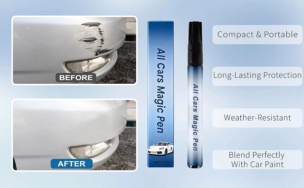 All Car Scratch Remover Pen - Car Paint Scratch Repair Kit, Waterproof Touch Up Pen for Quick Automotive Scratch Removal, On-The-Go Repair Stick for All Vehicle Colors (2pcs)