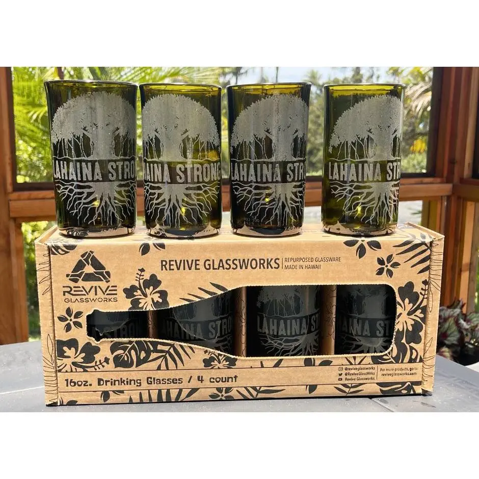 Maui Strong Banyan Roots Glassware (set of 4)