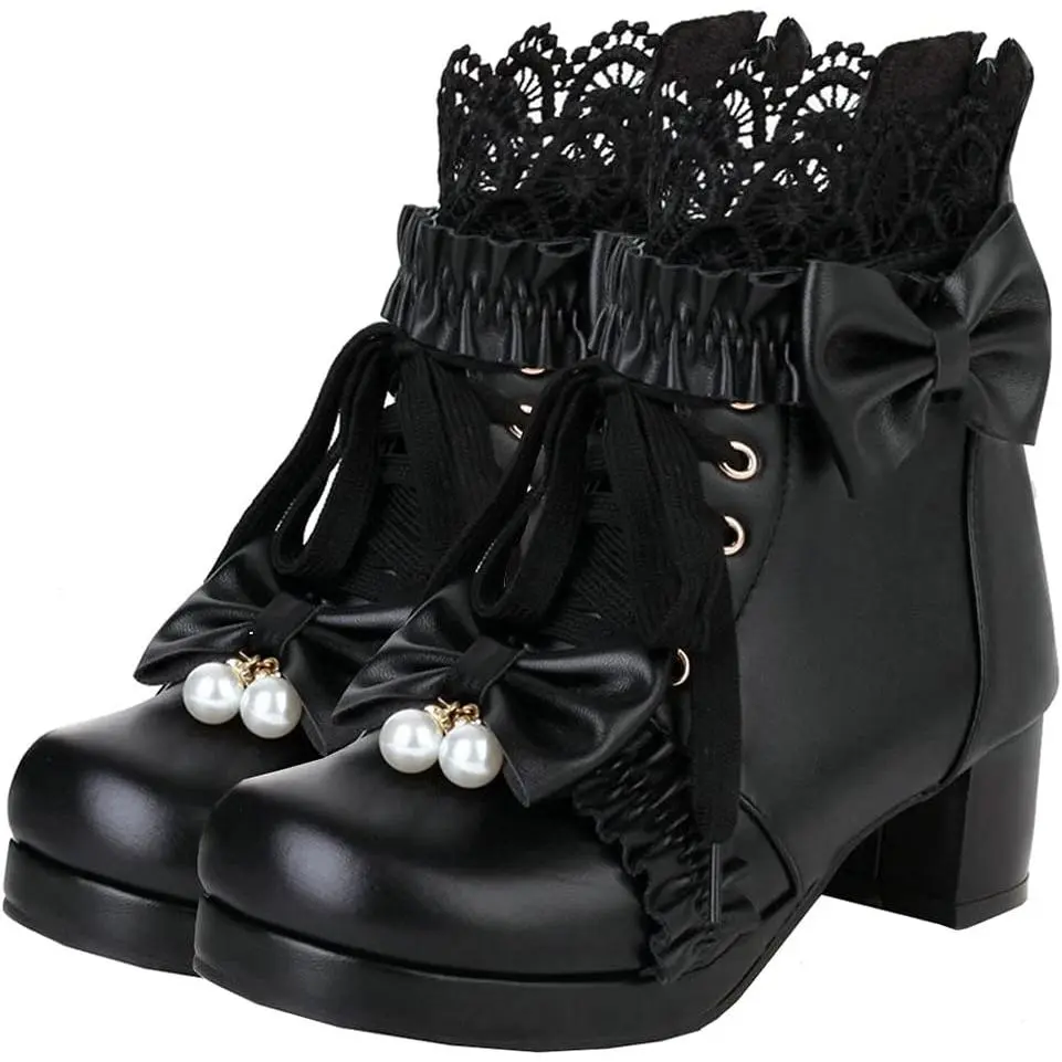Women's Fashion Flower  Lacy DesignContrast Lace Ankle Boots, Pointed Toe HeeledElegant Boots for Fall 2026 for Daily Wear, All-match Formal Boots for Women & Girls,Valentine's Day, Gift