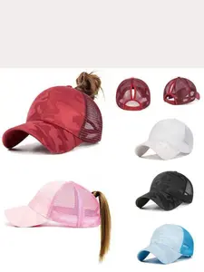 Women's Baseball Cap for High Puffy Hair, Vintage Hole Ponytail Hat, Casual Outdoor Fashion, Comfortable Sun Protection, Mesh Hat