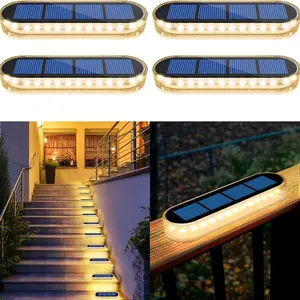 Solar Deck Light, Waterproof Outdoor LED Pond Light, Wireless Adhesive Step Light, 4-Pack, Three Color Options, Yhm02b Model, Waterproof Garden Lights