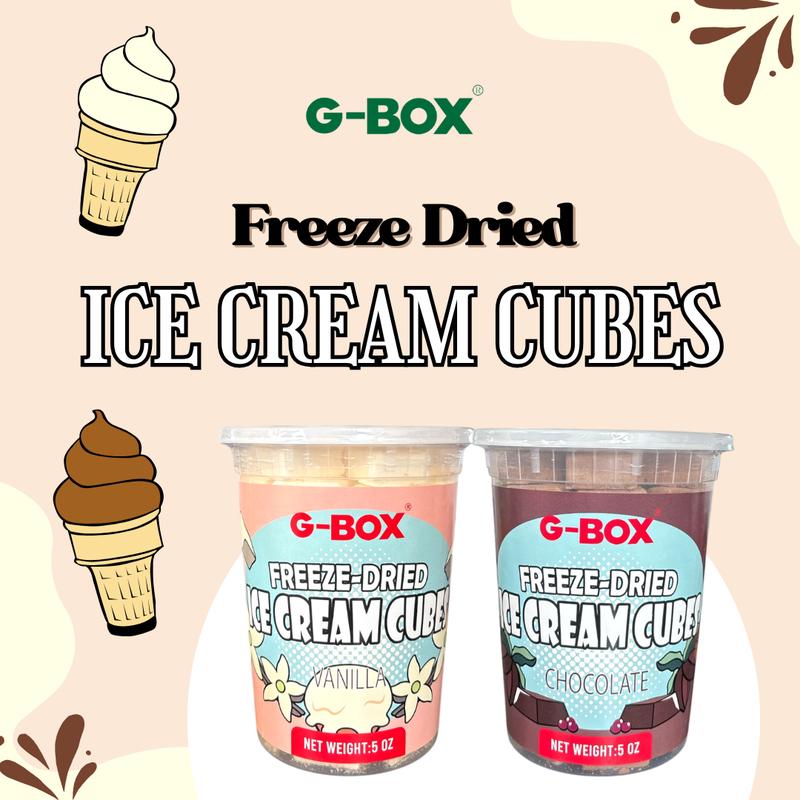 G-Box Freeze Dried Ice Cream Cubes in Air-tight Sealed Container | Vanilla | Chocolate | Snack Dessert