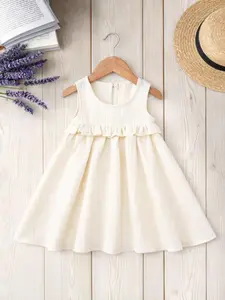 Girls' Summer Sleeveless Dress, Mink & Options, Round Neck with Ruffle Trim, A-Line Skirt, Sweet Style for Ages 3-8