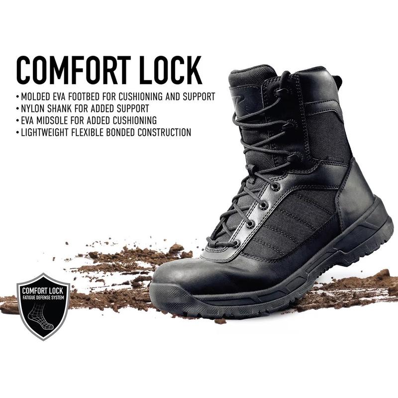 Rothco Guardian Composite Toe 8 Inch Tactical Boot Black - H20 Lock Waterproof, Molded EVA Footbed And EVA Midsole, Ground Lock Terrain Endurance System, Workwear Footwear,  Walking Shoes Closed Leather