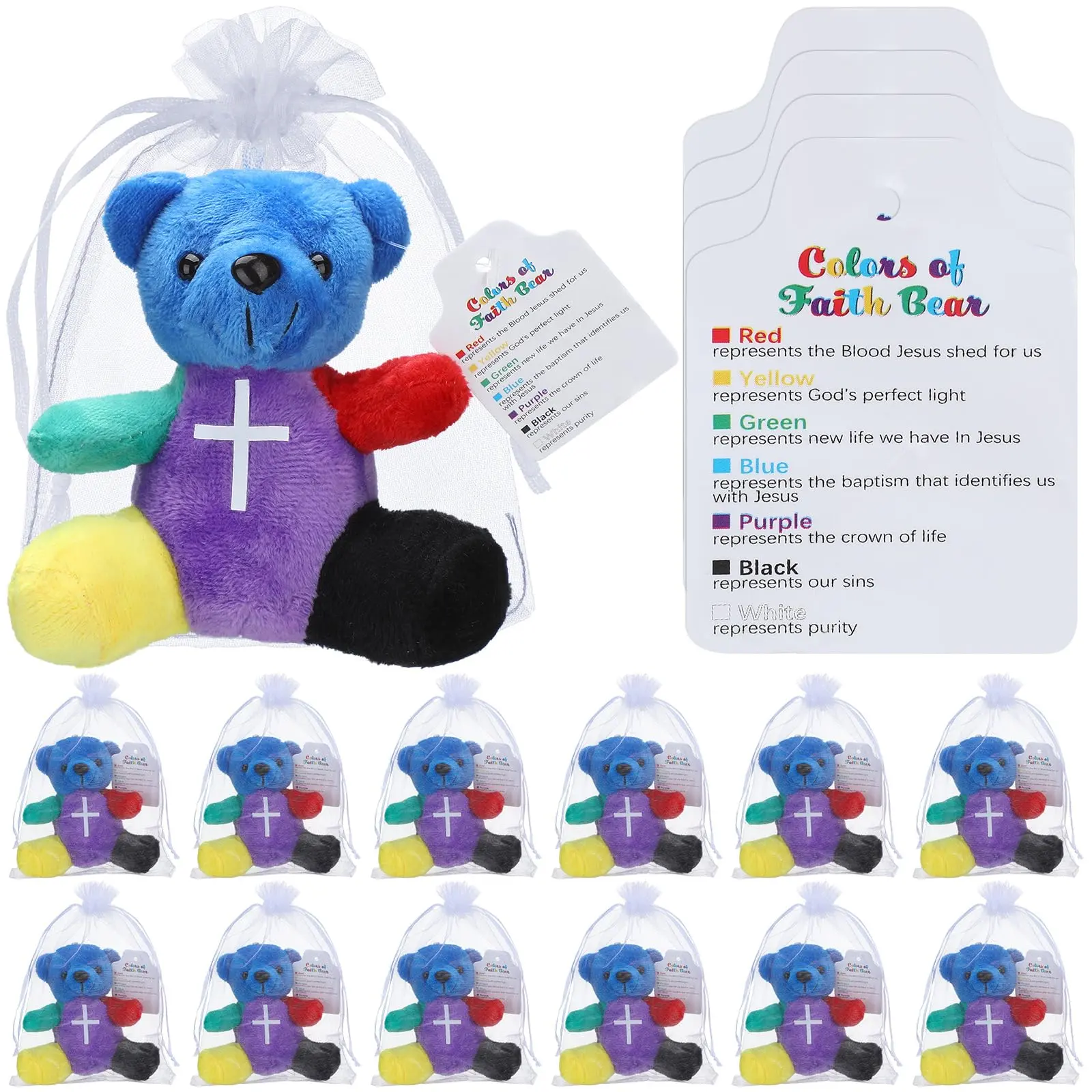 12/18Pcs Back to School Gift Jesus Love You Teddy Bear Mini Plush Stuffer Animal Bear with Card for Students Boy Girl First Day of School  Sunday School Baptism Gift Meet the Teacher Night Gift Class Prize Birthday Party Favor