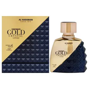 Al Haramain I0145974 Gold Crystal Sapphire EDP Spray, 3.33 oz Unisex Fragrance with Jasmine, Lavender Scent, Fruity Notes, Bottle for a Healthy and Happy Life Ahead