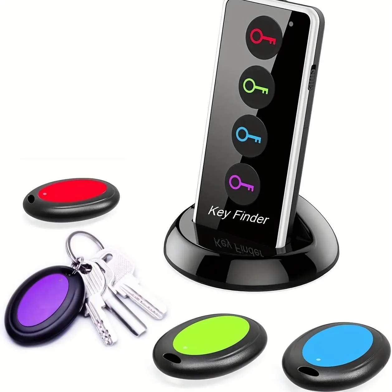 Wireless Key Trackers, Smart Key Finder, Keys Finder, Key Trackers with 1 Transmitter & 4 Receiver, Key Locator, Anti-lost Key Tracker, Suitable for Elderly and Daily Convenience