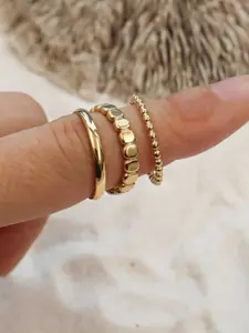 3 Piece Retro Minimalist Ring Set, Dainty Stacking Rings, Stylish Women's Everyday Commuter Rings, Versatile Jewelry for All Occasions