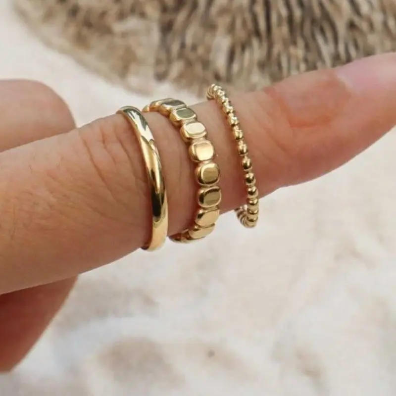 3 Piece Retro Minimalist Ring Set, Dainty Stacking Rings, Stylish Women's Everyday Commuter Rings, Versatile Jewelry for All Occasions, Stackable Rings