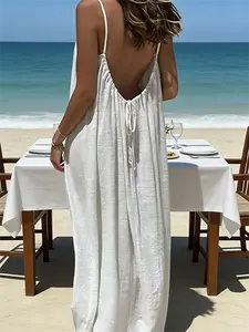 Casual Solid Color Sleeveless Cami Dress for Women Soft Comfortable Fabric Summer Fashion Wear Suitable for Beach Holidays Vacation Daily Life and Outdoor Occasions