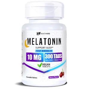 HealthFare Melatonin 10mg Berry Flavor | 300 Tablets | Sleep Supplement | Non-GMO | Gluten-Free | Made in USA