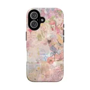 Pastel Fairycore Phone Case – Aesthetic Pink Floral Phone Cover for iPhone 17 16 15 14 13 12 11 Pro Max X XR XS & SS Galaxy S25 S24 S23 S22 S21 | Cottagecore Fairy Garden with Pastel Cloud, Flower & Mushroom | Whimsical Fantasy Gift for Her Women Girls