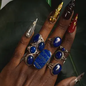 Lapis Lazuli Silver Rings | Handmade Crystal Ring | Statement Gemstone Jewelry | Gift Jewlery | Healing Crystal Jewelry high vibe crystals