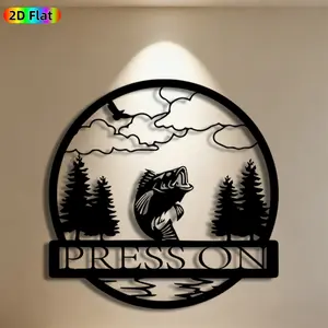 1pc Bass Fish Metal Wall Art,Fishing Scene Statue Mural, Ideal Gift for New Year, Father's Day, Fishing Enthusiasts, Weather-Resistant Metal Wall Decor Wall Sculptures, Perfect for Outdoor Fence & Living Room Wall Fishing Enthusiasts