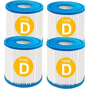 Type D Pool Filter Cartridge Compatible with Summer Waves, Above Ground Swimming Pool Pump Filter Cartridge Replacement (4 Pack)