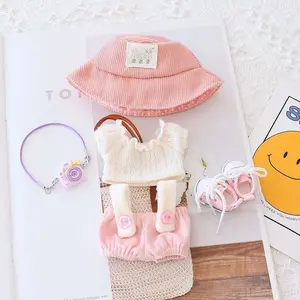 dolls Fashion Set – Trendy 5-Piece Overalls Outfit (Overalls + Jacket+Shoes + Hat + Pendant)  | Cute & Collectible Doll Clothes