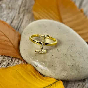 Austrian Crystal Initial "I" Ring, Chic Jewelry/SZ.7