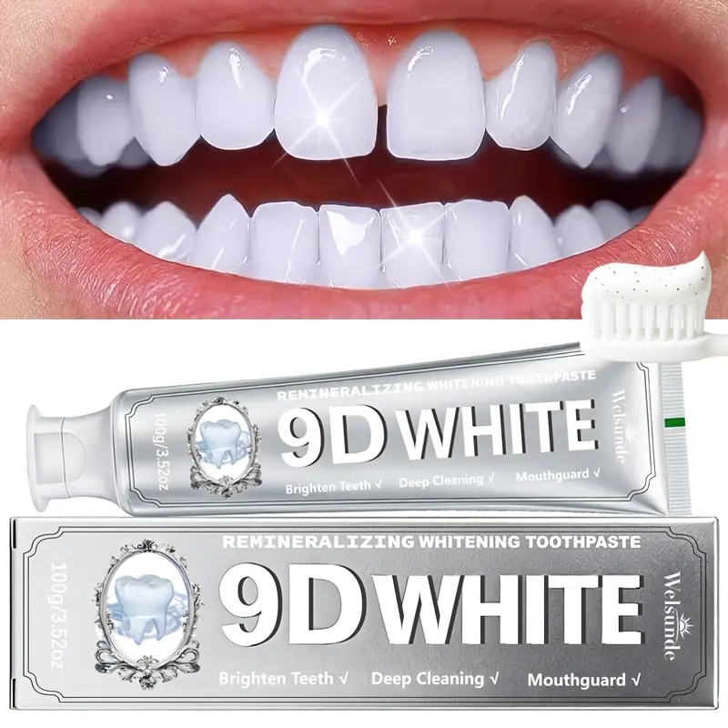 9D White, Remineralizing Toothpaste, Breath Freshening, Deep Cleaning & Brighter Effect, Reduce Accumulation, Rich In Baking Soda, For Sensitive Teeth & Gums, Non-Irritating-everyone Daily & Travel Use, Male & Female, Ideal Oral Hygiene Gift