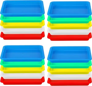 20 Pcs Small Plastic Art Sand Trays Multicolor Stackable Activity Sensory Tray Paint Mixing Crafts Organizer Serving Accessories for DIY Bead Painting, 9.65 x 7.28 x 0.9 Inch (5 Colors)