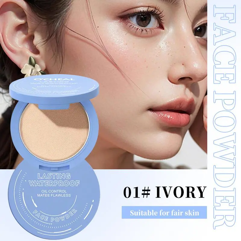 Concealer Setting Powder Compact Multi-Color Natural Drying Oil-Controlling Long-Lasting Waterproof Face Powder Ivory Tone for Fair Skin