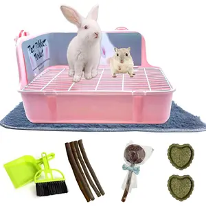 uinea Pig Litter Box Corner Bunny Toilet Small Animal Potty Training with Dustpan Broom Chew Toys for Chinchilla Ferret Hedgehog Gerbil (10 Pcs)
