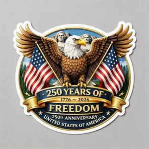 Patriotic Eagle Freedom Sticker, USA Flag Decal, 250th Anniversary Style, Waterproof Vinyl, Laptop Tumbler Car