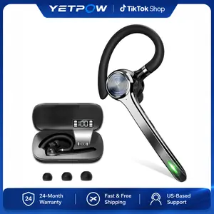 Bluetooth Headset, Wireless Earpiece with AI Noise Cancelling Mic, 500mAh LED Display Charging Case, Up to 72H Talk Time, USB Dongle and Mute Button for Trucker Office Computer Phone, G7